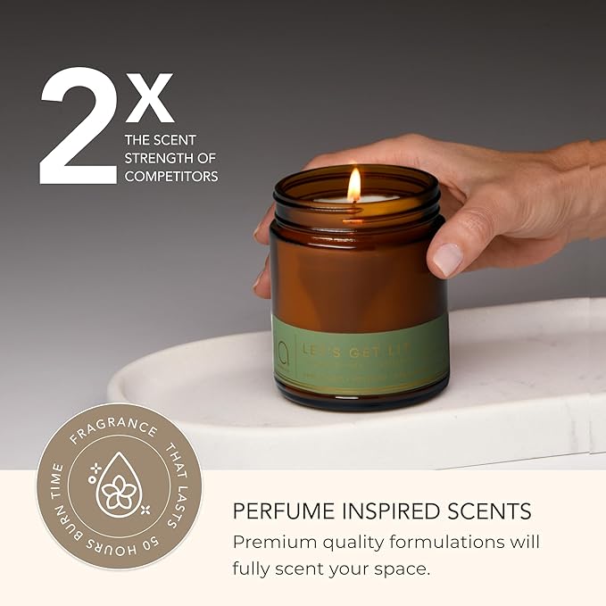 Bia Candle Co Soy Blend Candle, Smoky Herbal Cannabis with Patchouli, Musk & Black Pepper, Passion Fruit & Grapefruit – Clean Burn, Lead-Free Wick – Let’s Get Lit, 7 oz