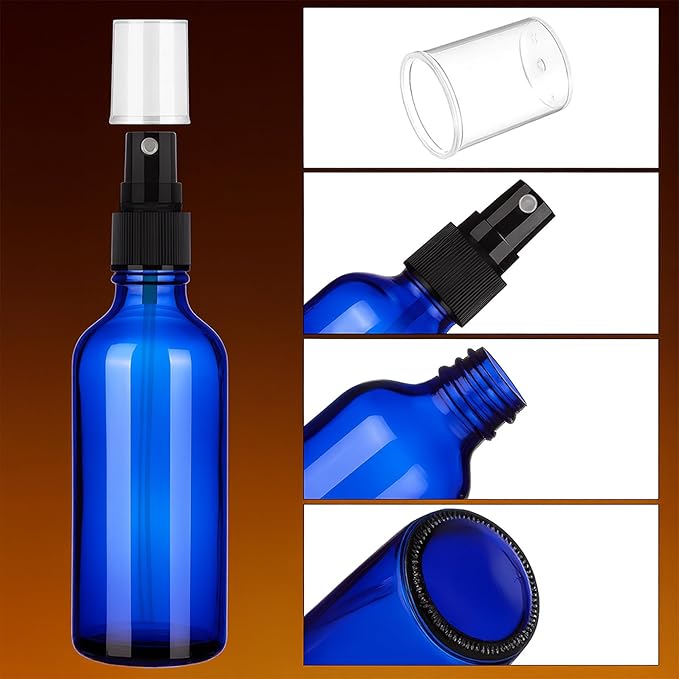 80 Pcs 2 Oz Glass Spray Bottles Fine Mist Spray Bottle Refillable Cosmetic Bottles Empty Small Bottle for Essential Oils Travel Cleaning Solutions Featuring Accessories (Blue)