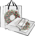 2 PCS Wreath Storage Container - 25 inch Christmas Wreath Storage Bag for Holiday Decorations, Container for Home Storage Durable Polyester with Handles