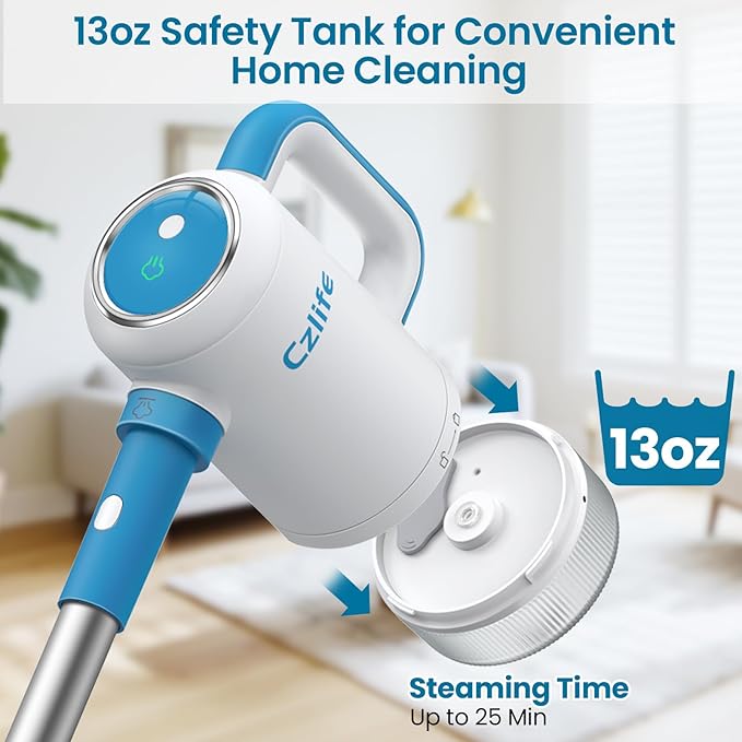 Czlife 13-in-1 Steam Mop, Handheld Steam Cleaner for Home and Floor Cleaning, Floor Steamers for Hardwood and Tile with Attachments, Electric Mop for Grout Laminate Couch Clothes Carpet, Corded