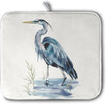 Kwlegh Summer Dish Drying Mat Blue White Heron Beach Absorbent Microfiber Drying Mats for Kitchen Counter Coastal Nautical Birds Dishes Drainer Mat 16x18 Inch