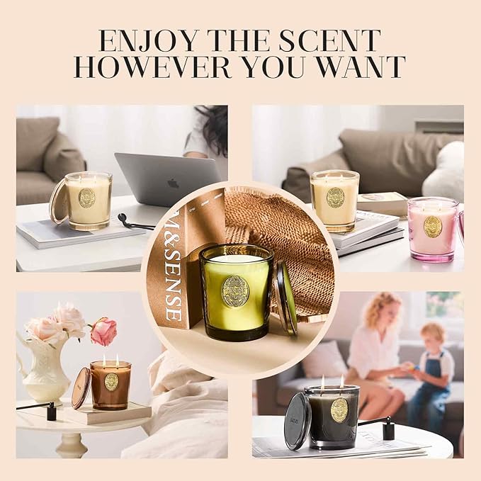M&SENSE Large Two-Wick Soy Candle | Hot Cocoa & Brown | 19.8 oz, 120H Burn Time | Luxury Scented Candle for Relaxation, Gifting, Home Décor | Ideal for Bedroom, Office, Party Ambiance