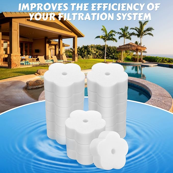 Patelai 40 Pcs Hot Tub Sponge Spa Cleaning Sponges for Hot Tub Oil Absorbing Cleaning Scum for Spa, Bathtub and Swimming Pool to Soak up Oils Bathtub Accessories(Floret Style)