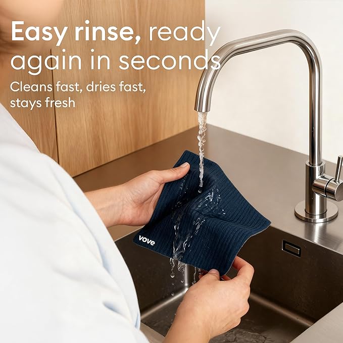 Vove Swedish Dishcloths 5-Pack, Nordic Nature - FSC Certified Cellulose & Cotton, Oeko-TEX Standard 100, Reusable Washable Kitchen Cleaning Cloths, Eco Friendly Floral Design