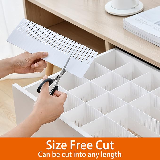 40Pcs Drawer Dividers, 14.96" x 2.76", Thin, DIY Plastic Drawer Separators, Large Adjustable Dresser Drawer Organizer for Clothes, Bedroom, Bathroom, Kitchen Cutlery, Desk, Office Storage