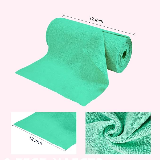 & PLUSH Microfiber Cleaning Cloth Roll - 85 Pack, Tear Away Microfiber Towels, 12" x 12", Reusable, Washable, Streak Free, Ultra Absorbent Dish Rags for Car, Home, Garage or Shop (Green)