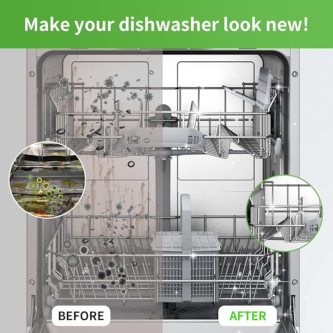 Dishwasher Cleaner and Deodorizer Tablets 24 Pack - 1 Year Supply Deeply Removes Dirt With Odor Eliminating, Dishwasher Cleaner Tablets Naturally Removes Scale Andblockage From Pipes