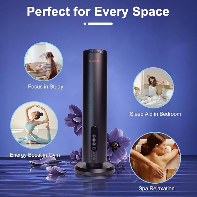 Air Diffuser Bluetooth Waterless Essential Oil Aromatherapy Diffuser with Timer, 1200 Sq Ft Coverage Fit for Home, Office, Bedroom & Spa-Black