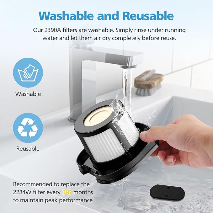 4 Pack 2284W 2390A Vacuum Replacement Filter Compatible with Bissell Pet Hair Eraser Hand Vacuum 2284W, 2390, 2390A, 2579, 2389, Part # 1614212 1614203 1614204, 4 Mesh Filters and 8 Foam Filters