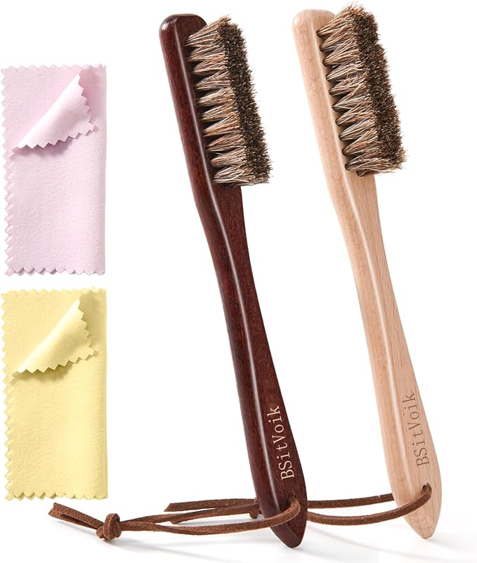 Horsehair Silver Brush Jewelry Cleaning Cloth Set - Detailing Brush for Silverware - Silver Polishing Cloth for Sterling, Cutlery, Metal - Perfect Match for Silver Polish