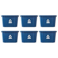 Gracious Living Medium Curbside Blue Box, Plastic 17 Gallon/64 Litre Home Trash Can Refuse and Recycling Bin Container with Built-in Handles (6 Pack)