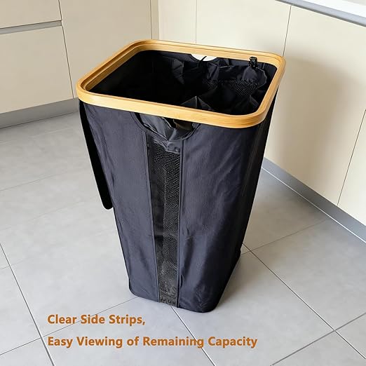 Recycle Trash Can Laundry Hamper with Lid, 100L Large Recycling Bins Laundry Basket Clothes Hamper, 26 Gallon Indoor Recycle Bin with 2 Reusable Inner Bag Bottle Cans Waste Plastice Glass