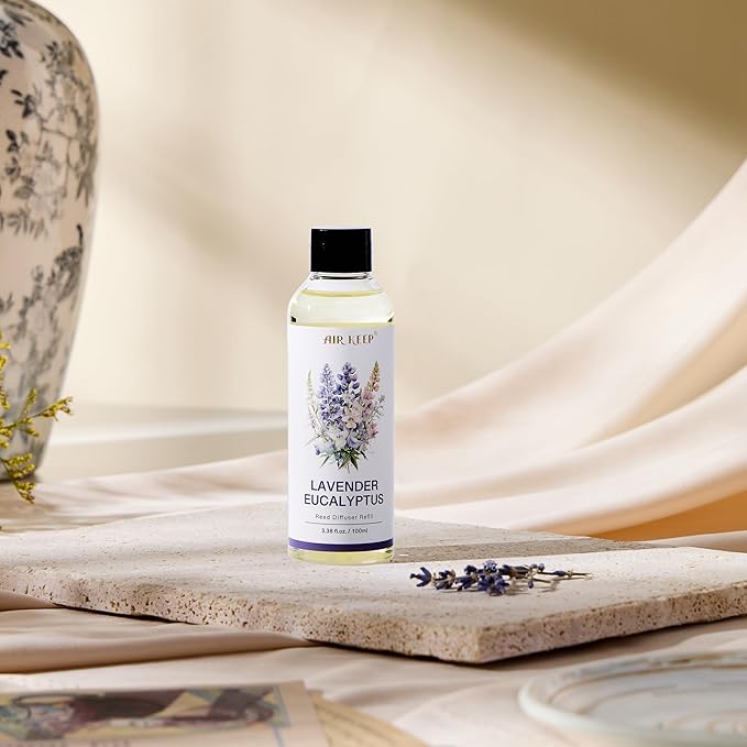 Airkeep Reed Diffuser Oil Refill/Lavender Eucalyptus/3.38oz（100ml/1 Pack/Scented Oil Refill for Diffuser Home Fragrance for Bedroom, Bathroom Office Home Decor