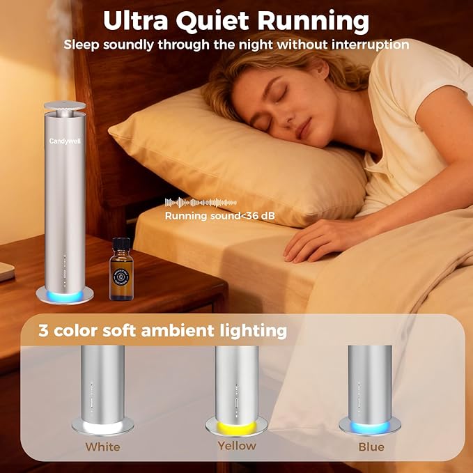 Waterless Scent Diffuser - Essential Oil Diffuser for Home & Office, 1500 Sq Ft Coverage, Remote & APP Control, Quiet Operation with Ambient Lighting, Child & Pet Friendly, 4 Fl Oz Capacity