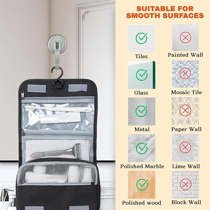 Suction Cup Hooks for Door Wreaths, 2 Pcs Removable & Reusable Christmas Wreath Hangers for Front Doors, No Drill Heavy Duty Vacuum Shower Hooks for Windows, Bathroom Towels, Kitchen, RV(Gray)