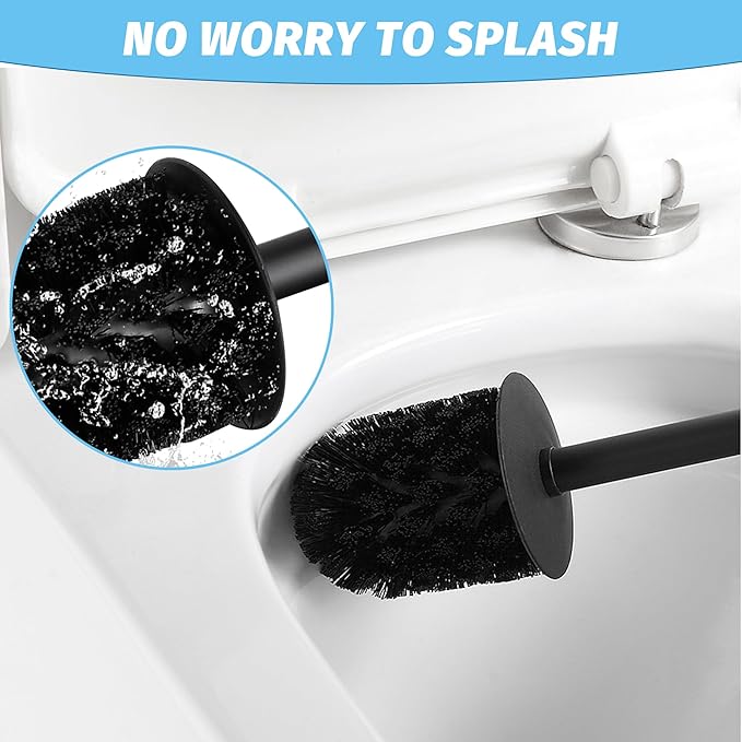 Kelirol Toilet Brush and Holder Black for Bathroom Storage and Organization,Square Deep Cleaning Black Toilet Brush for Bathroom