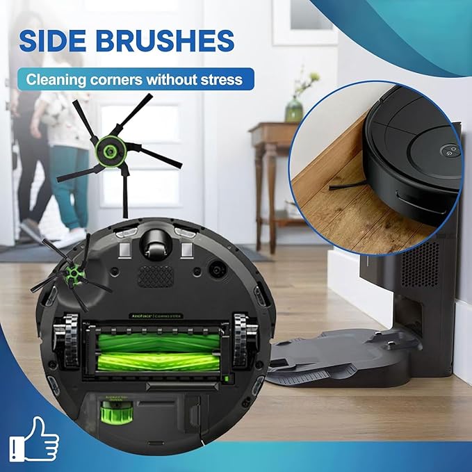Drive Wheel Tires Compatible for iRobot Roomba s9 (9150) and s9+ (9550) Series Robot Vacuums (Includes 2 Side Brushes, 4 Drive Wheels, 2 Dust Bags, 1 Screwdriver)