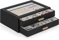 AKOZLIN Jewelry Box with Clear Lid Functional Leather Jewelry Storage Organizer Case 2 Drawers for Women Girls Necklace Ring Bracelet Earring
