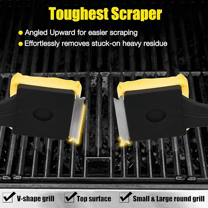 Grill Brush Bristle Free,Steam Cleaning Grill Brush,Pumice BBQ Grill Cleaner,Replaceable Head Barbecue Grill Cleaning Brush,with BBQ Cleaning Pad(1pcs) and Grill Stone Cleaning Block(2pcs)