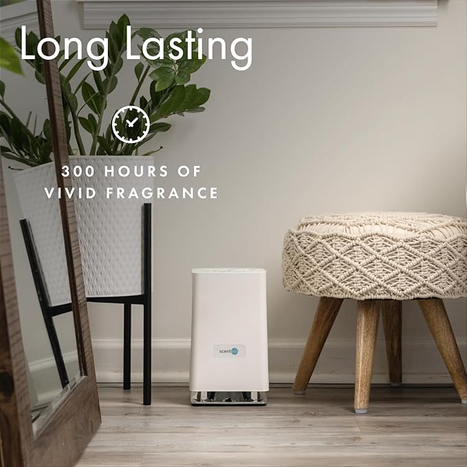 ScentAir Whisper Home | White Diffuser Machine, Scents up to 800 Sq. Ft Room, Compatible with Alexa & Google, WiFi & Bluetooth Enabled - ScentAir Cartridge White Tea & Fig