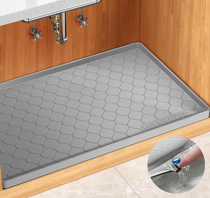 Winisok Silicone Under Sink Mat 40" x 19", kitchen Essentials and Gadgets, Shelf liner and Cabinet Protector, Home Organizers and Storage, Waterproof Bathroom Tray