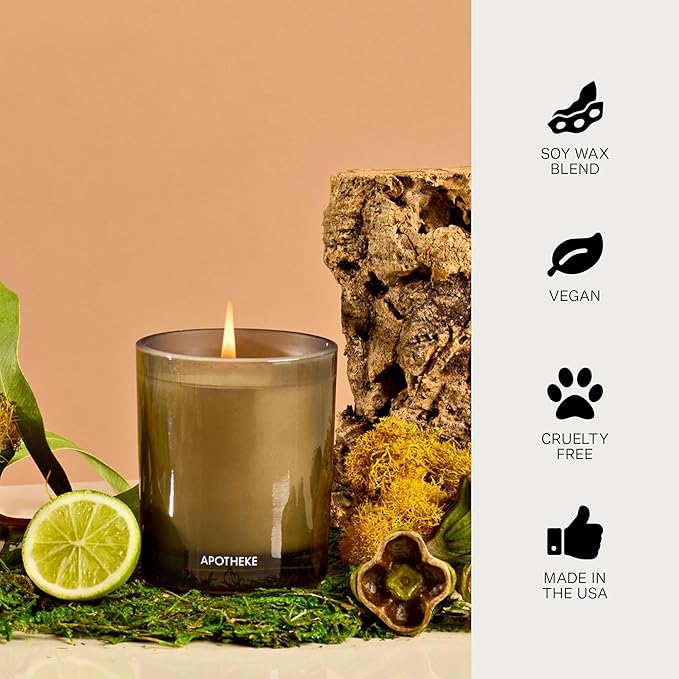 Apotheke Luxury Scented Candles for Home, White Vetiver - Petite Aromatherapy Jar Candle with Soy Wax Blend