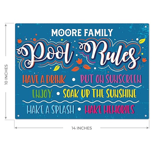 Custom Pool Sign, Pool Rules Have A Drink For Pool Décor Sign, 10x14 Inches, Rust Free .040 Aluminum, Fade Resistant, Made in USA by Sigo Signs