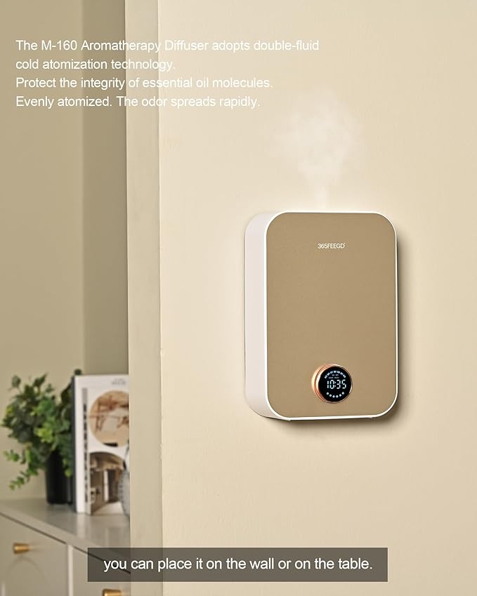 Waterless Oil Diffuser - Pure Essential Oil Diffuser with App Control - 150ml/1700 Sq.Ft. Coverage for Effective Aromatherapy in Home/Office/Hotel (White Gold-Rotary Edition)