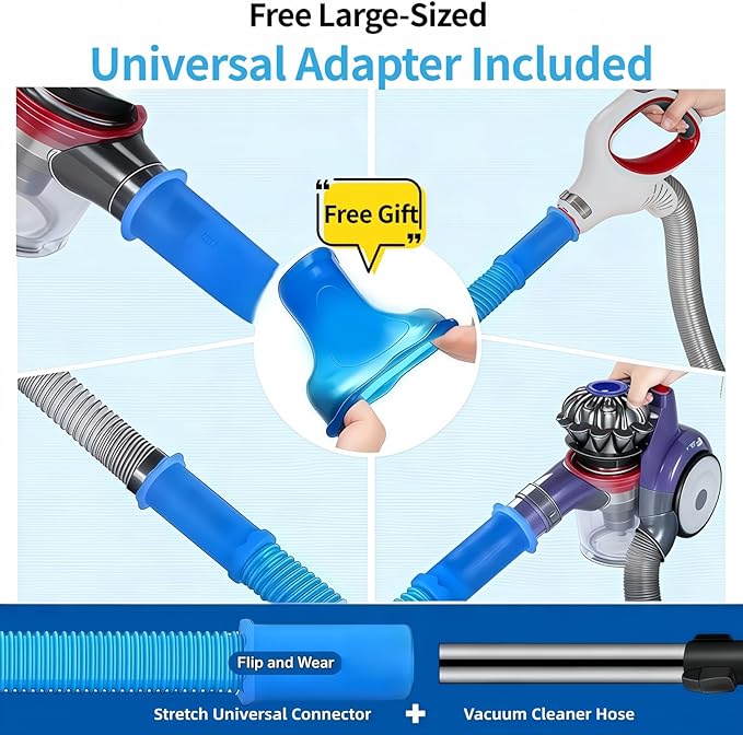 Dryer Vent Cleaner Kit - Universal Vacuum Hose Attachment & Lint Brush, Effectively Clean Clogged Dryer Ducts, Fit Most Vacuums for Dryer, Refrigerator Coils & Behind Appliances (Black)