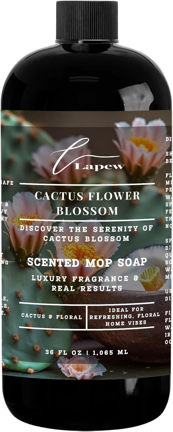 Lapew Cactus Flower Blossom Scented Mop Soap Concentrate 36 oz | Premium Fragranced Floor Cleaner | Streak-Free | Hard Floor Cleaning Solution | Eco Friendly | Made in USA (Baja Cactus Blossom)