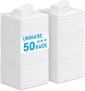 UNIMADE Shop Towel Rags, 50 Pack Reusable Shop Rags Bulk Microfiber Cleaning Cloth Lint Free Cleaning Towels for Car Kitchen Automotive Bar Mechanic Restaurant Garage, 11.5"x 11.5", White