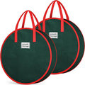 Criusia Wreath Storage Container, 2 Pack Christmas Wreath Storage Bag with Sturdy Handle, Two-way Zipper,Durable Wreath Storage Organizer Box for Holiday Decoration (Green, 36"x8")