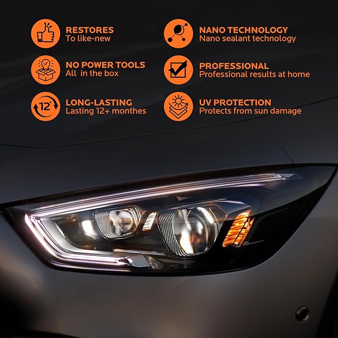 FAVIRZCE Car Headlight Restoration Kit: Cleaner Restore Headlamp Clear from Yellowing & Oxidation in Minutes Waterproof Gloss Finish - Restoration Fluid Kit for Automotive Trucks RVs Motorcycles