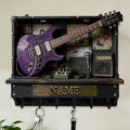 Personalized 2D Flat Print Guitar Stand Themed Wall Mounted Hooks for Music Lovers Family Friends Custom Rock Electric Guitar Coat Rack Music Themed Key Storage Holder for Living Room Hallway Office