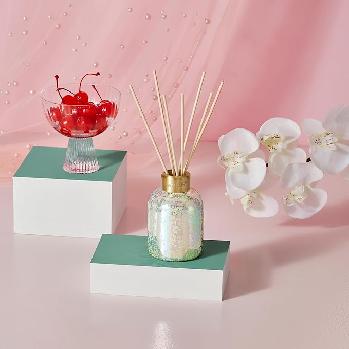 Capri Blue Reed Diffuser - Comes with Blue Jean Scented Diffuser Oil, Diffuser Sticks, and Mercury Iridescent Glass Bottle - Aromatherapy Diffuser (5.7 fl oz)