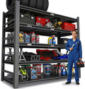 Notmise Garage Shelving 5-Tier Heavy Duty Adjustable Metal Storage, 2500Lbs Industrial Shelf Unit Black, Easy to Assemble (87" H x 47.2" W x 23.6" D)