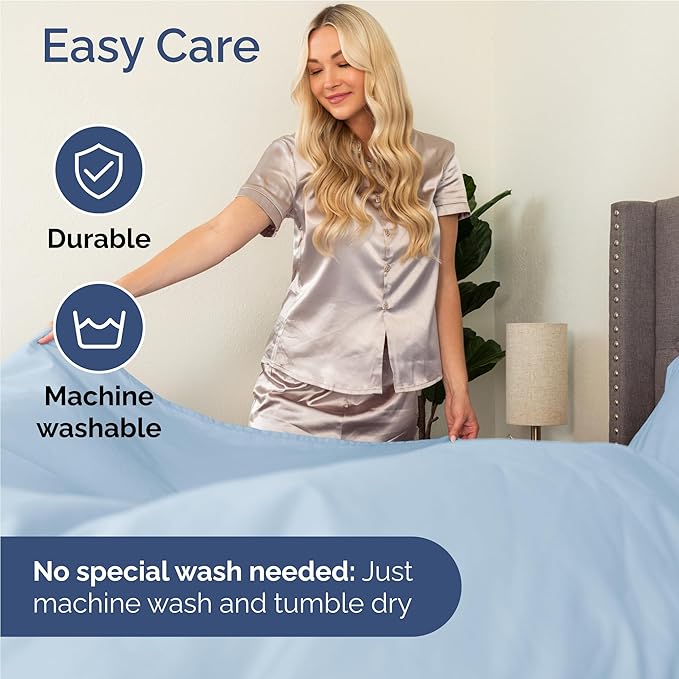 Full 6 Piece Sheet Set - Comfy Breathable & Cooling - Ultra Soft Hotel Luxury Bedding Set w/ 8-16 Inch Deep Pockets - 1 Flat & 1 Fitted Sheet & 4 Pillowcases - Wrinkle Free and Easy Care - Sky Blue