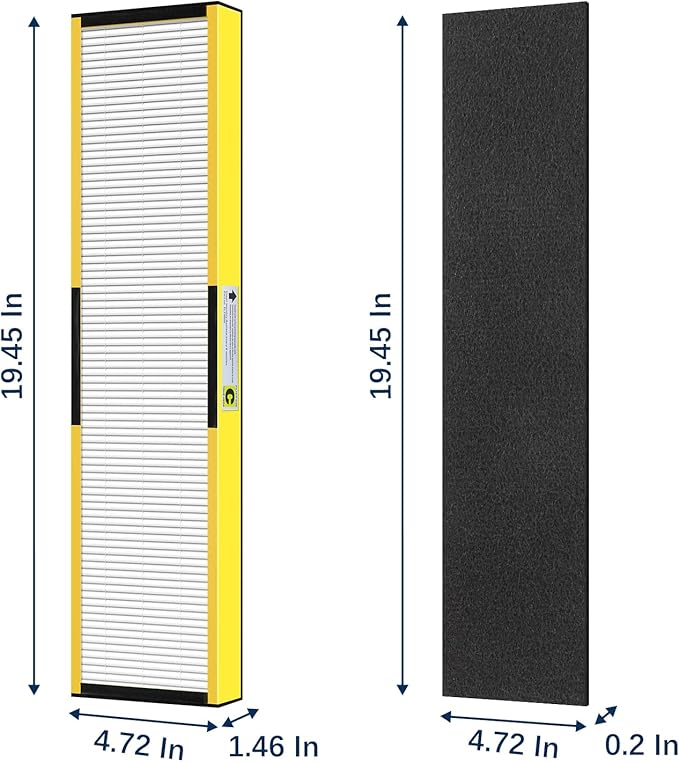 FLT5000 Filter-C HEPA Compatible with Germ-Guardian AC5000 AC5000E AC5250PT AC5300B AC5350B AC5350W Air Purifier, 3 True HEPA with 6 Pre-Filters