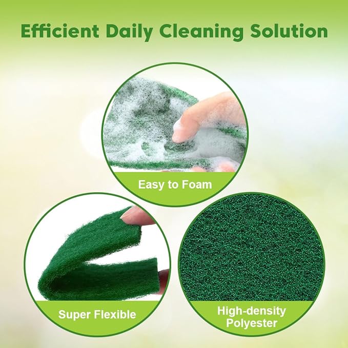 UNIMADE Heavy Duty Scouring Pads, 24Pcs Household Scour Pads for Kitchen, Garage and Outdoors, Reusable Dish Scrubber Pads for Pan and Metal Grill - Green