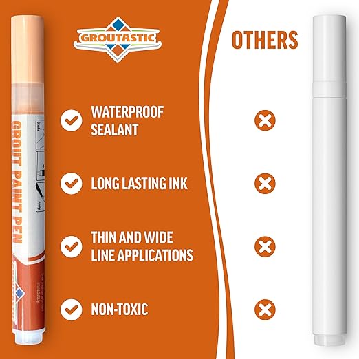 Light Beige Grout Paint Pen – Restore and ReColor Your Grout – Restores, Colors & Seals – Fast Drying, Waterproof, Long Lasting Color for Bathroom, Showers & Kitchen Floors.