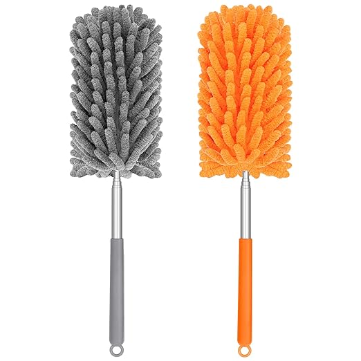 TIMIVO Mini Duster for Cleaning, 360° Bendable Hand Dusters with Extension Pole, Washable Small Duster for Car Interior, Office, Furniture