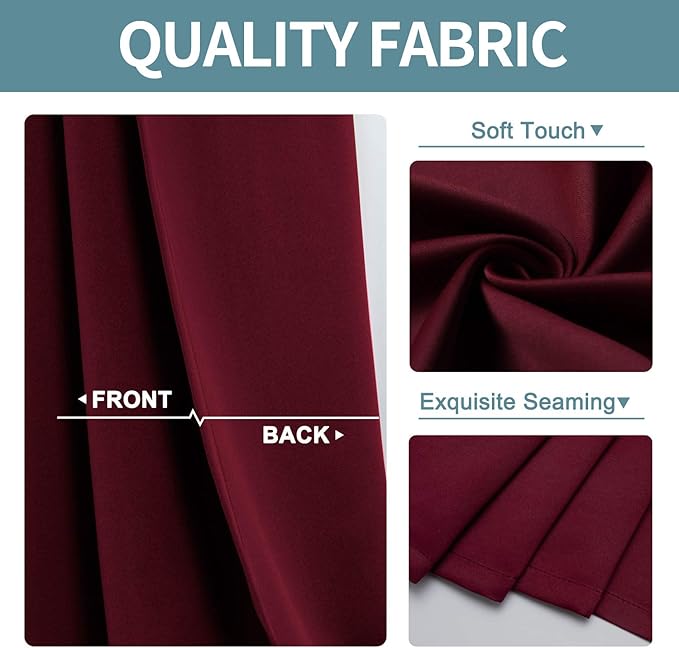 ChrisDowa Room Divider Curtain 120 Inches Long, Wide Blackout Sliding Door Curtain for Bedroom, Room Darkening Privacy Window Curtain for Patio Door (1 Panel Set, Burgundy Red, 100 x 120 Inch)