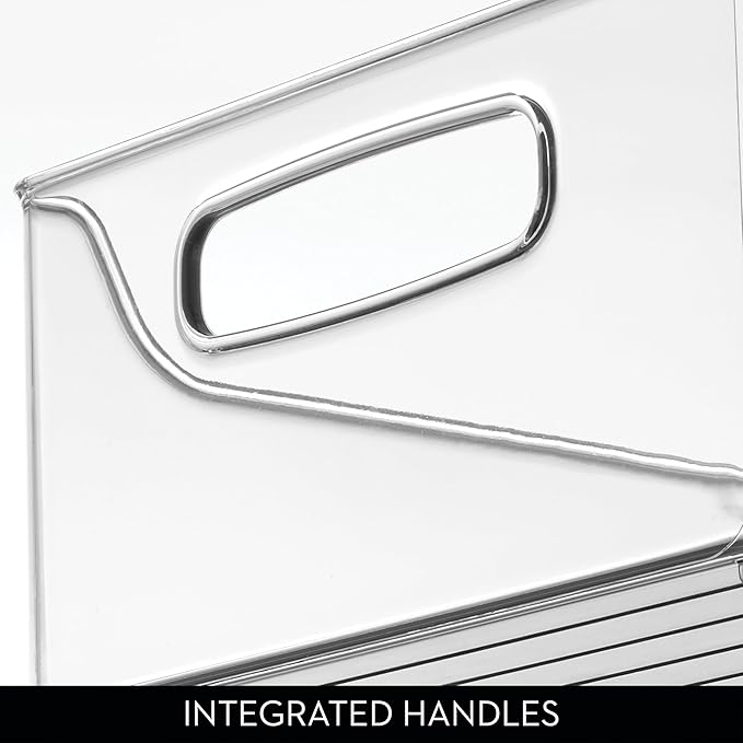 iDesign Plastic Stackable Pantry Bin - Storage Bin with Handles for Cabinets or Fridge - Set of 4 - Clear