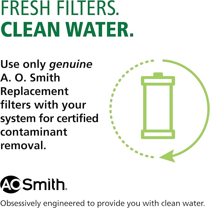 AO Smith 2.5"x10" 5 Micron Carbon Block Sediment Water Filter Replacement Cartridge - 2 Pack - For Whole House Filtration Systems - AO-WH-PRE-RC2