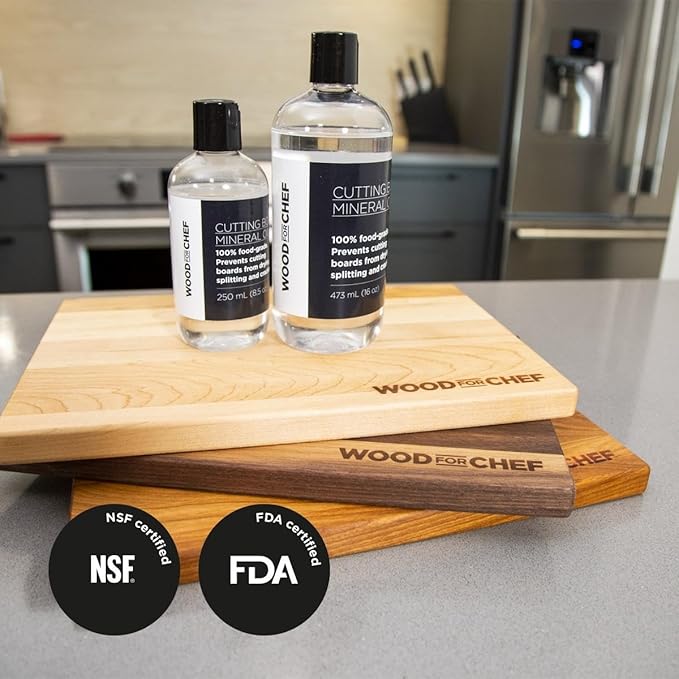 Food Grade Mineral Oil for Cutting Board (16oz) - Oil & Conditioner for Butcher Block, Countertops, Wood Utensils and Stainless Steel - Food Safe - Made in North America