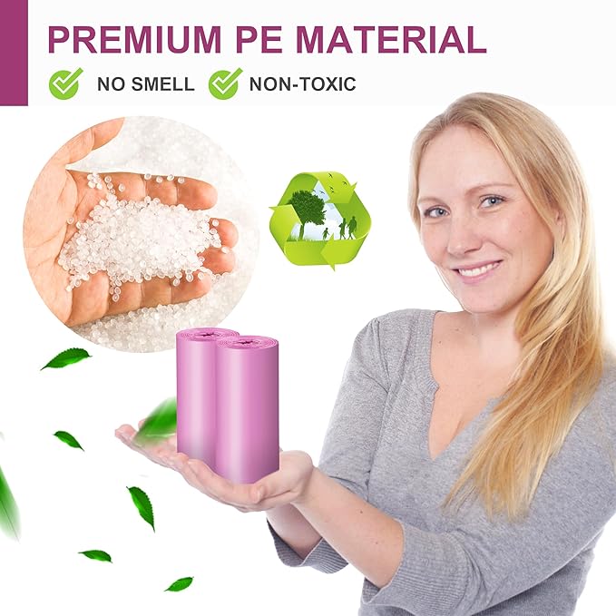 Charmount Small Trash Bags Bathroom, 4 Gallon Garbage Bags for Kitchen Bedroom, Unscented, 80 Count, Hot Pink