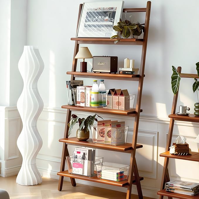KJIXYUNG Clear Pantry Organizer Bins, Storage Containers & Plastic Containers with Handle, Cabinet Organizer, Home Organization Must Haves for Kitchen, Laundry Room, Office, Closet & Freezer (6 Pack)