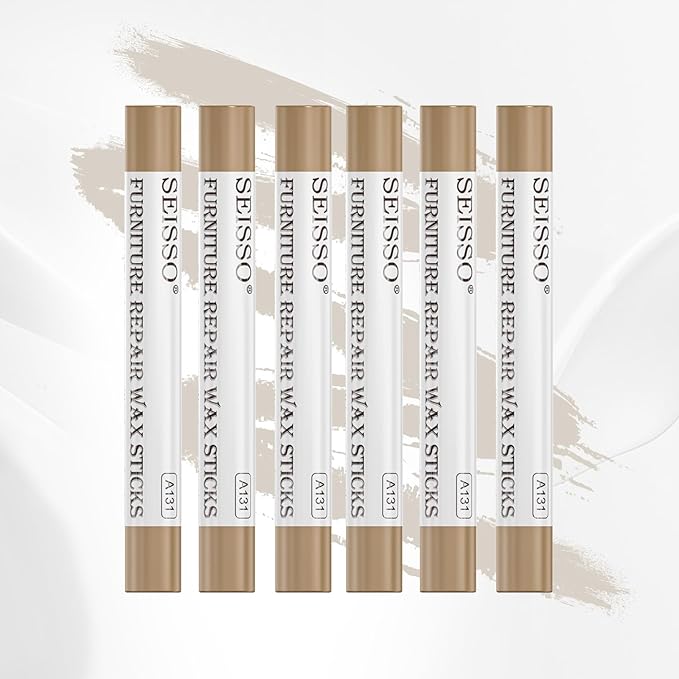 SEISSO Furniture Repair Crayon, 6 Pcs - Wood Filler Sticks, Scratch Repair Wax, Furniture Marking Repair - Scratch, Hole, Table, Wood Floor, Guitar, Covering, Instrument Fill Sticks-Cherry Wood