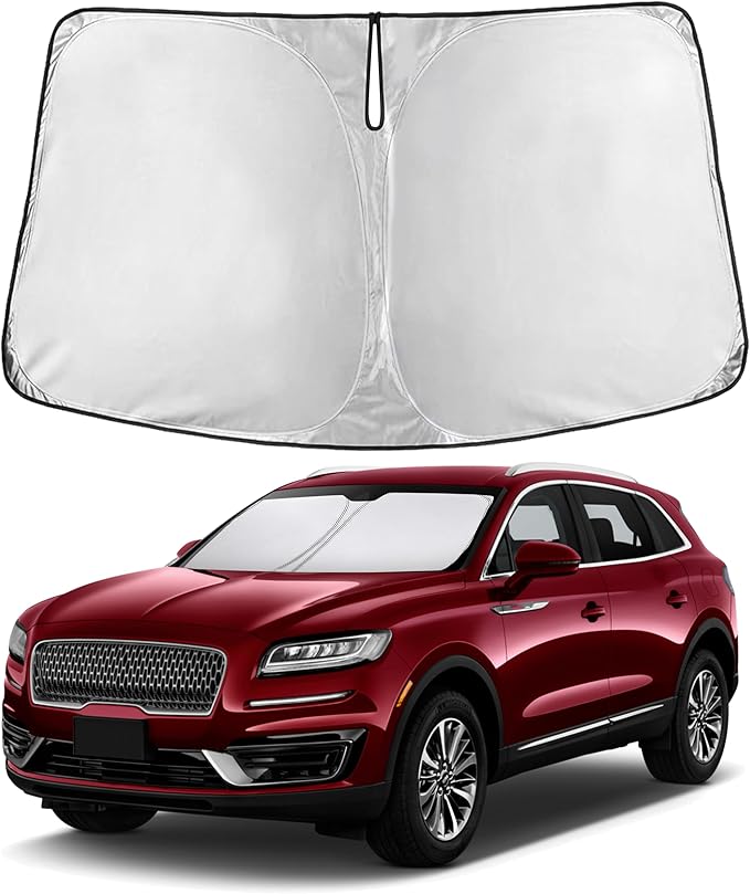EcoNour Windshield Sun Shade for Lincoln Nautilus 2019–2023 | Front Window Sunshade | Foldable Car Sun Protector | Blocks UV Rays & Keeps Interior Cooler