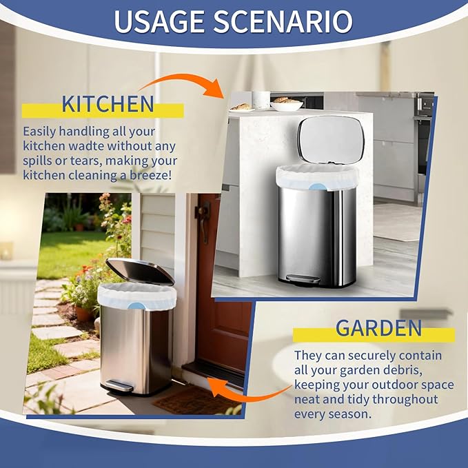T.FORING 18 Gallon Trash Compactor Bags with Drawstring - 120 Count Heavy Duty 1.7 Mil Garbage Bags 68 Liter Tall Kitchen Bin Liners Unscented White for Home Yard Lawn